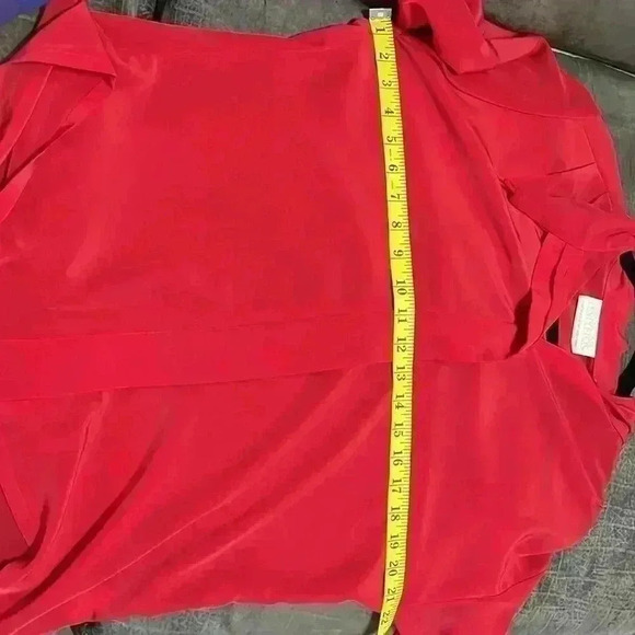 Vintage Pendleton Sophisticates Red Polyester Top Ruched Button Neck Blouse 10 - Picture 11 of 11
